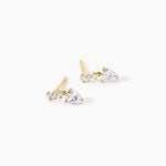 Boucles D'Oreilles Puces Luminita Argent Dor&eacute; A L'Or 750/1000 Oxyde De Zirconium - Boucles d'oreilles fantaisie Enfant | Histoire d&rsquo;Or