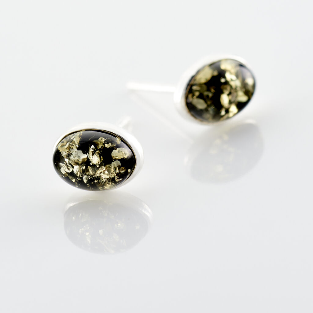 Boucles D'oreilles Puces Argent Blanc Anise Ambre - Boucles d'oreilles fantaisie Femme | Histoire d’Or