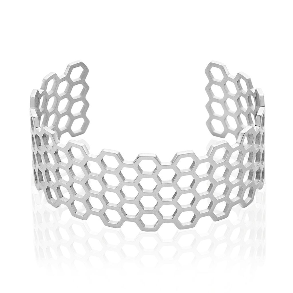 Bracelet Manchette Ouvert Acier Blanc Buglose
