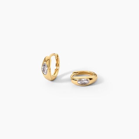 Cr&eacute;oles Sunset Riviera Argent Dor&eacute; A L'Or 750/1000 Oxyde De Zirconium - Boucles d'oreilles cr&eacute;oles Femme | Histoire d&rsquo;Or