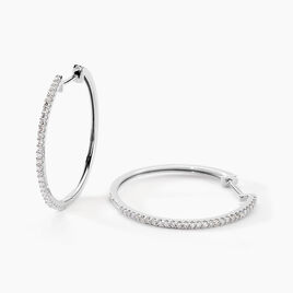 Créoles Aryanna Rondes Or Blanc Diamant - Boucles d'oreilles créoles Femme | Histoire d’Or