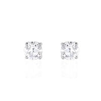 Boucles D'oreilles Puces Or Blanc  Diamants Synthétique