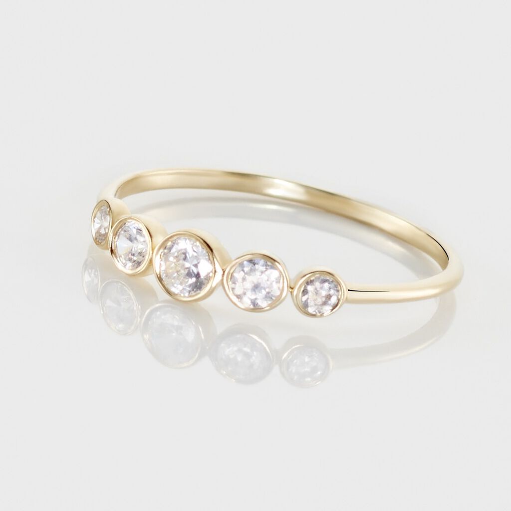 Bague Or Jaune Sabinus Oxydes De Zirconium - Bagues solitaires Femme | Histoire d&rsquo;Or