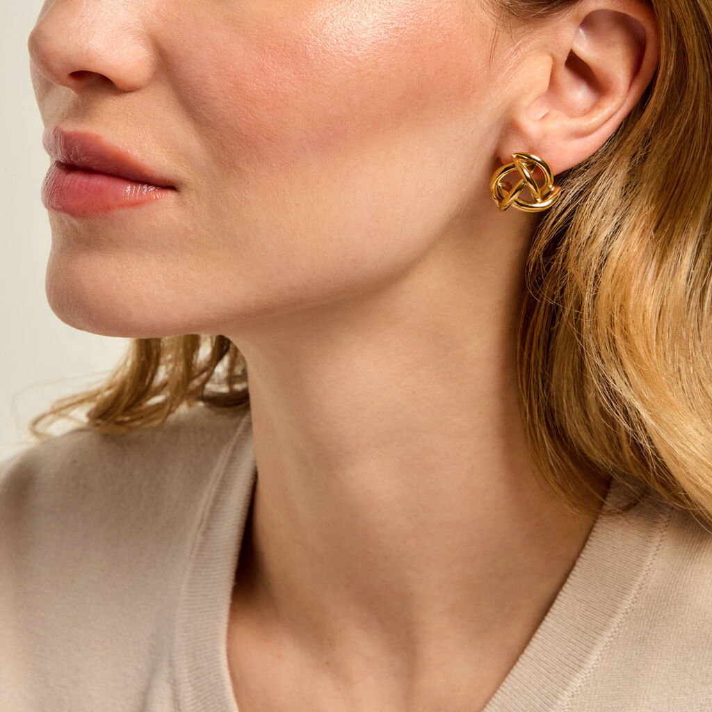 Boucles D'Oreilles Puces Gladwin Acier Jaune - Boucles d'oreilles fantaisie Femme | Histoire d&rsquo;Or