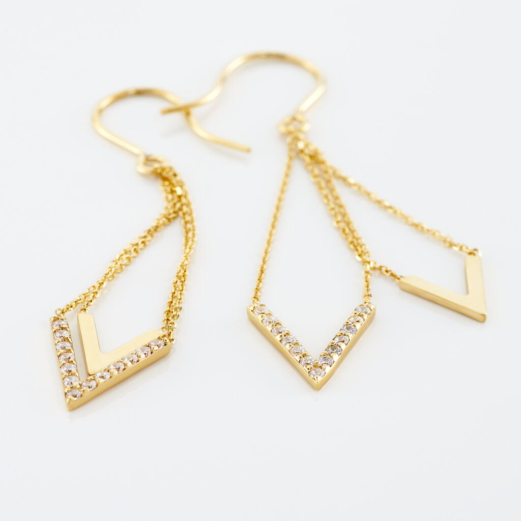 Boucles D'oreilles Pendantes Daina Or Jaune Oxyde De Zirconium - Boucles d'oreilles pendantes Femme | Histoire d’Or