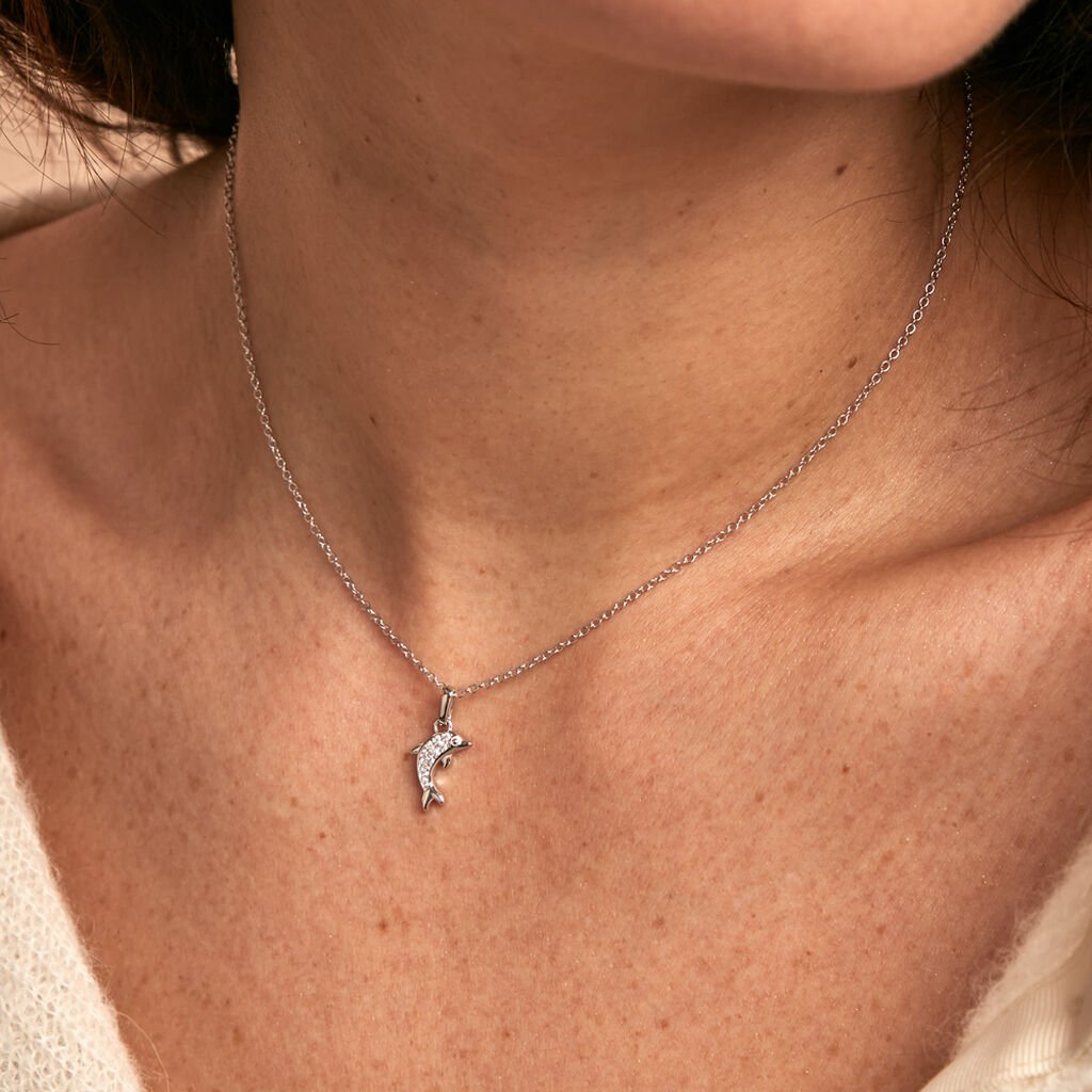 Collier Court Argent Blanc Giullia Motif Oxyde De Zirconium - Ras de cou Femme | Histoire d’Or
