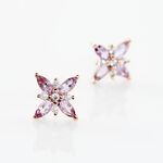 Boucles D'oreilles Puces Anabele Or Rose Amethyste Oxyde - Clous d'oreilles Femme | Histoire d&rsquo;Or