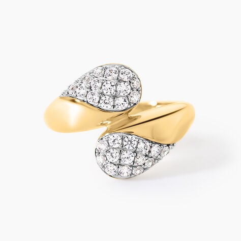 Bague Nadjet Argent Dor&eacute; A L'Or 750/1000 Oxyde De Zirconium - Bagues avec pierre Femme | Histoire d&rsquo;Or