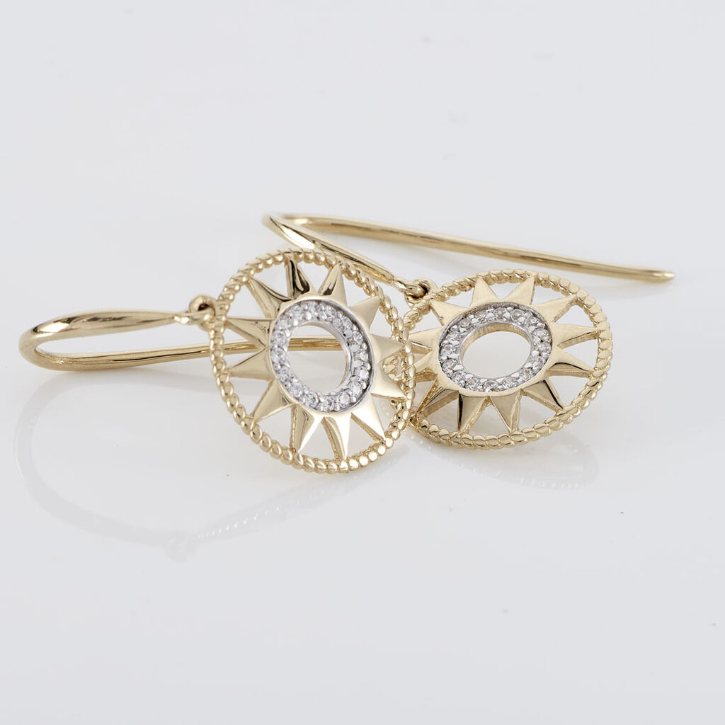 Boucles D'oreilles Pendantes Thallya Or Jaune Oxyde De Zirconium - Boucles d'oreilles pendantes Femme | Histoire d&rsquo;Or