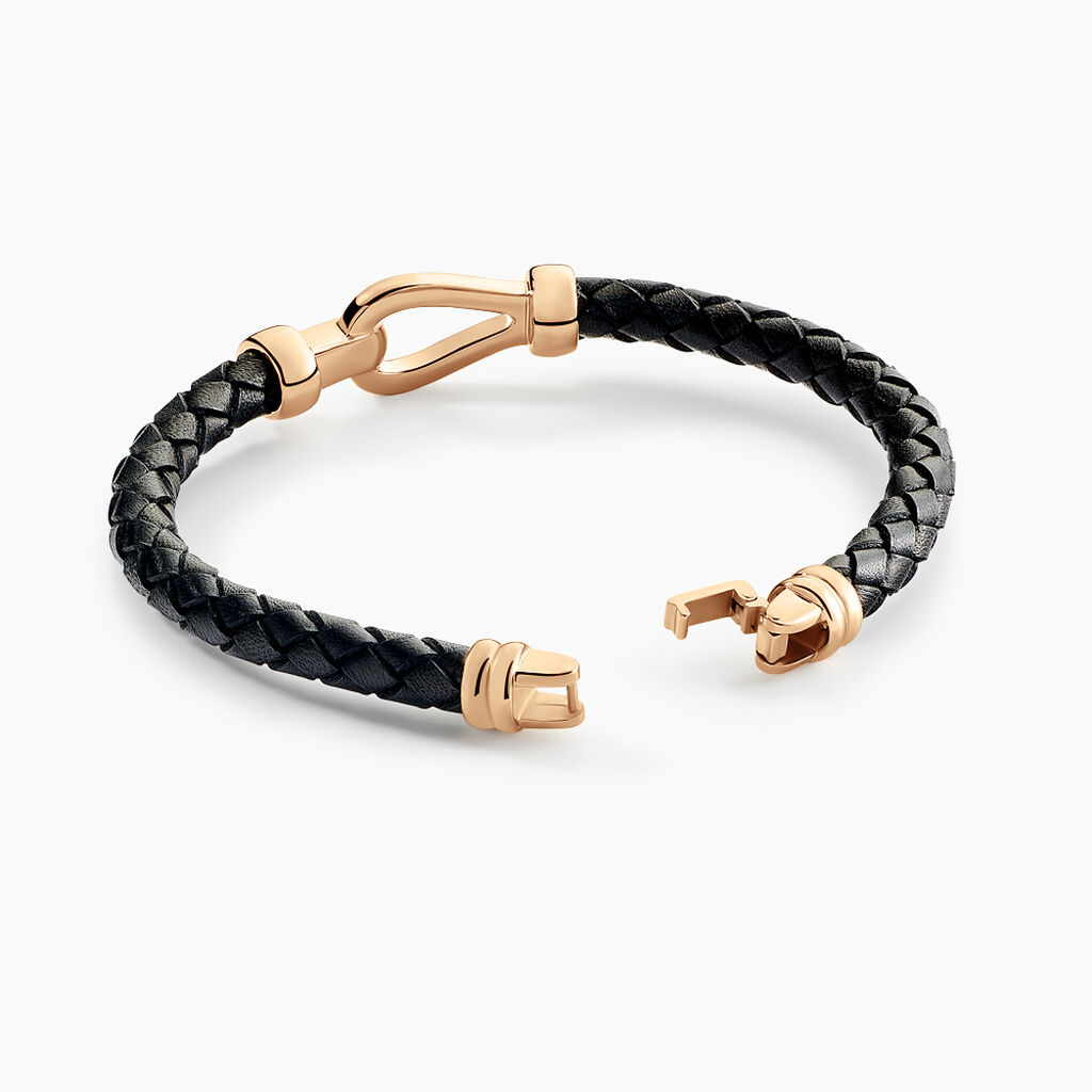 Bracelet Plaqu&eacute; Or Steve Cuir - Bracelets cordon Homme | Histoire d&rsquo;Or