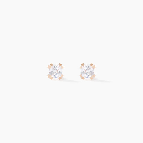 Boucles D'oreilles Puces Doreen Carre Or Rose Oxyde De Zirconium - Clous d'oreilles Femme | Histoire d’Or