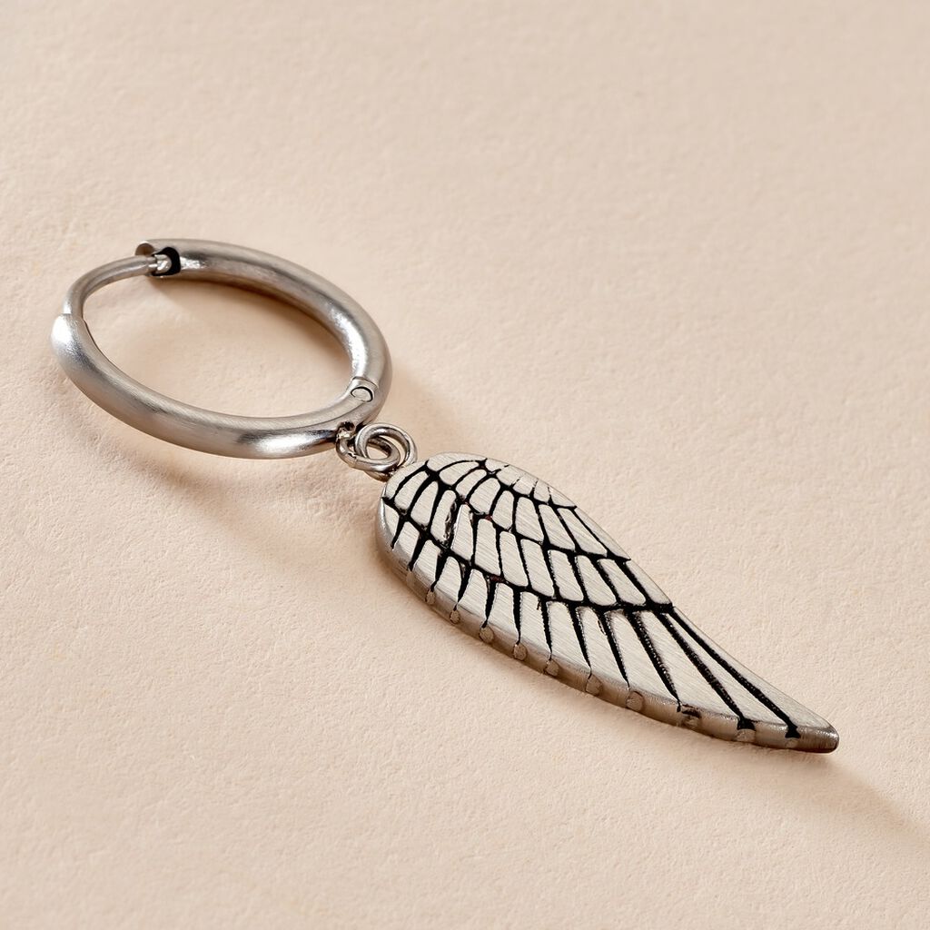 Créole Unitaire Angyalka Acier Blanc - Boucles d'oreilles créoles Homme | Histoire d’Or