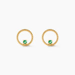 Boucles D'Oreilles Puces Eimhir Or Jaune Emeraude - Clous d'oreilles Femme | Histoire d&rsquo;Or
