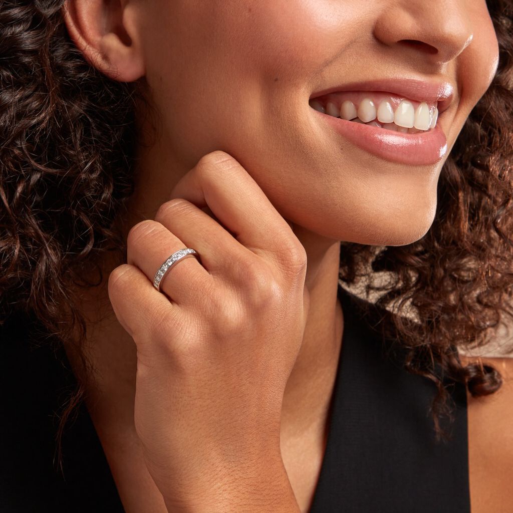 Demi Alliance Rhea Platine Blanc Diamant - Alliances Femme | Histoire d’Or