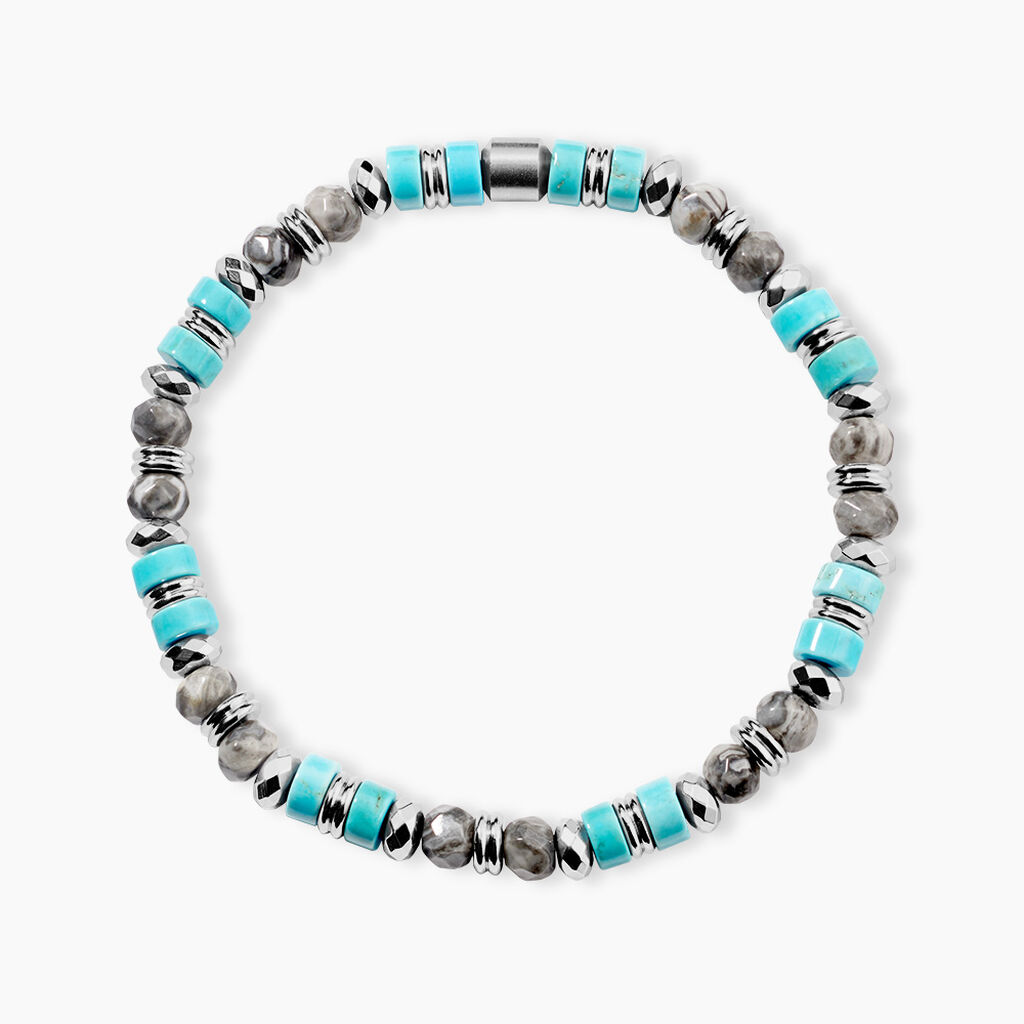 Bracelet Naturel Autres Tricolore Turquoise H&eacute;matite Jaspe Africain - Bracelets Homme | Histoire d&rsquo;Or