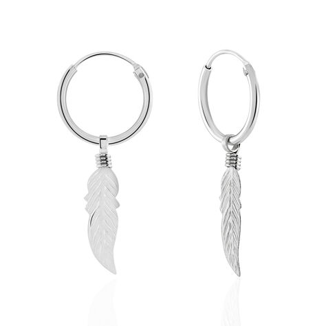 Boucles d'oreilles Pendantes Plumes en Argent Brossé Ref. 43831