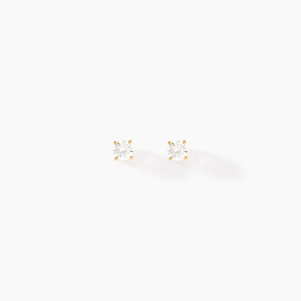 Boucles D'oreilles Puces One Or Jaune Diamants - Clous d'oreilles Femme | Histoire d&rsquo;Or