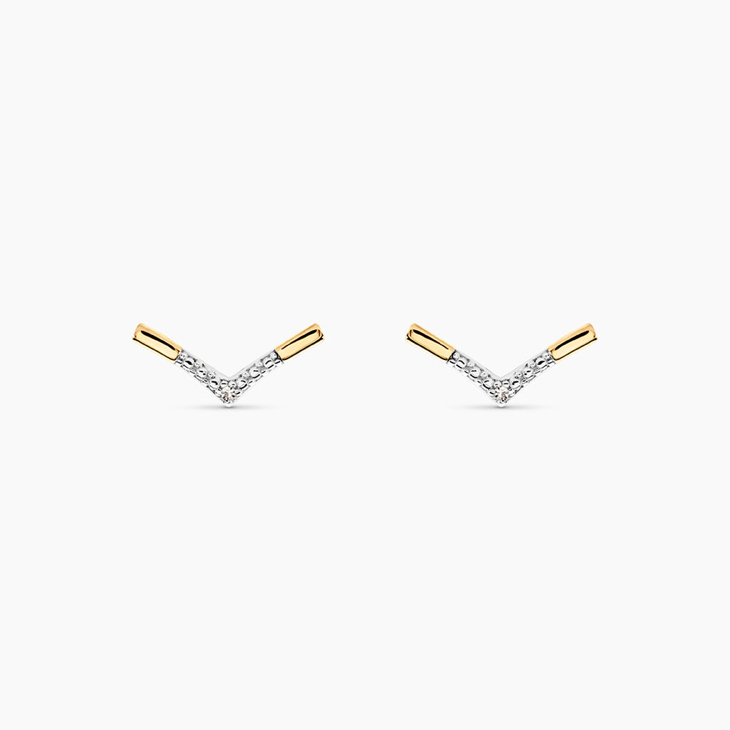 Boucles D'Oreilles Puces Italus Or Jaune Diamant - Clous d'oreilles Femme | Histoire d&rsquo;Or