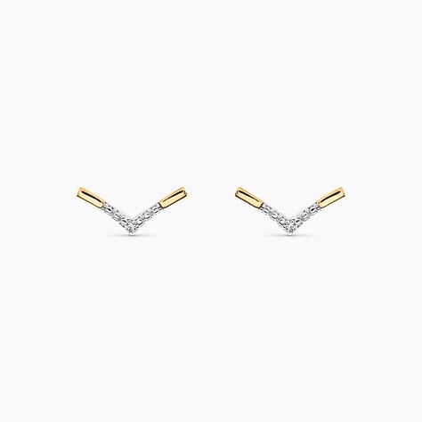 Boucles D'Oreilles Puces Italus Or Jaune Diamant - Clous d'oreilles Femme | Histoire d&rsquo;Or