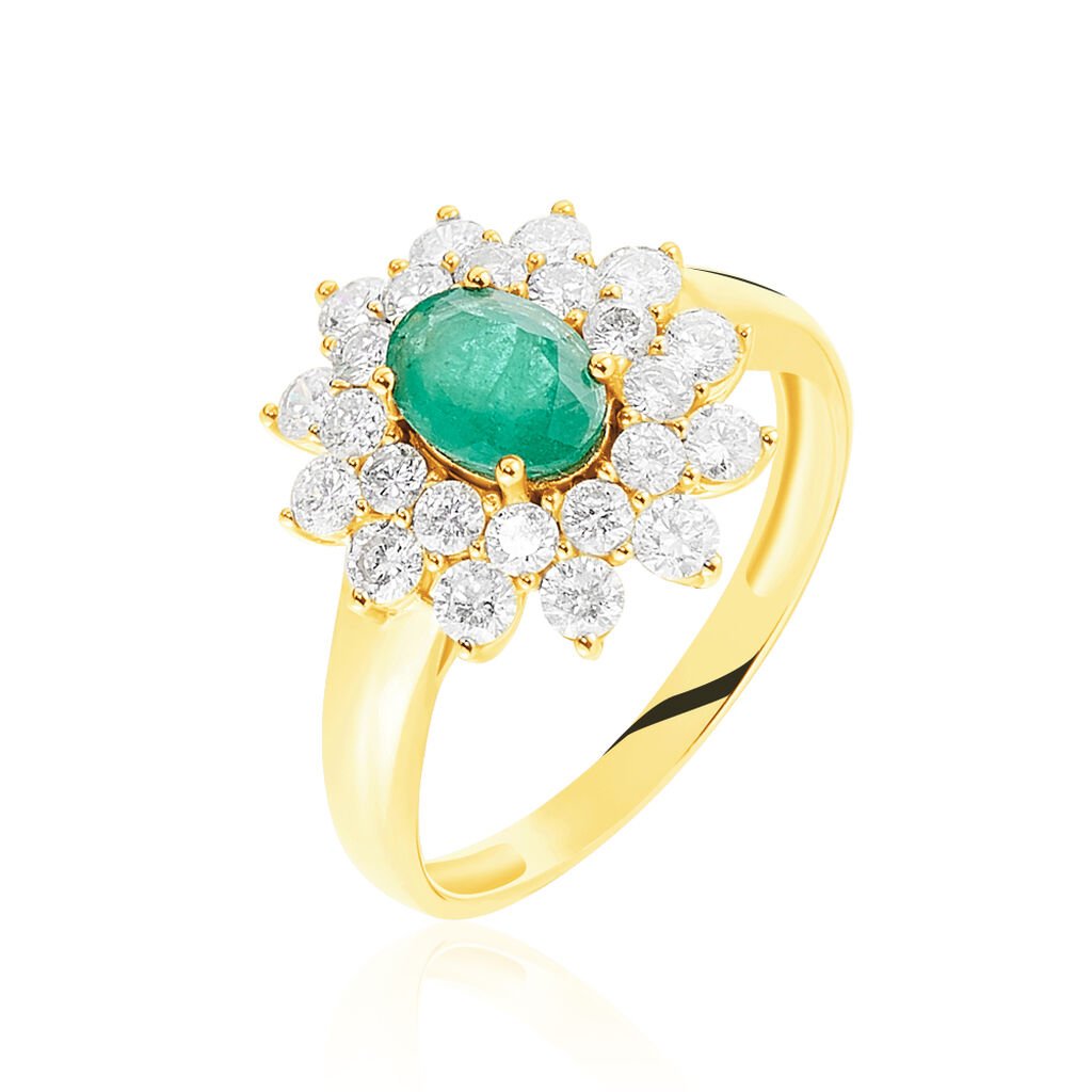 Bague Ivan Or Jaune Emeraude Et Diamant - Bagues solitaires Femme | Histoire d&rsquo;Or