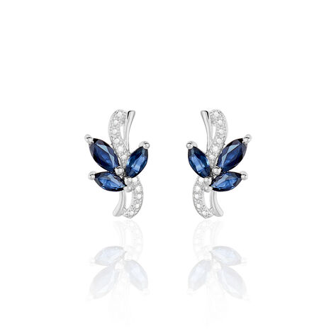 Boucles D'oreilles Puces Angie Or Blanc Saphir Et Diamant - Clous d'oreilles Femme | Histoire d’Or