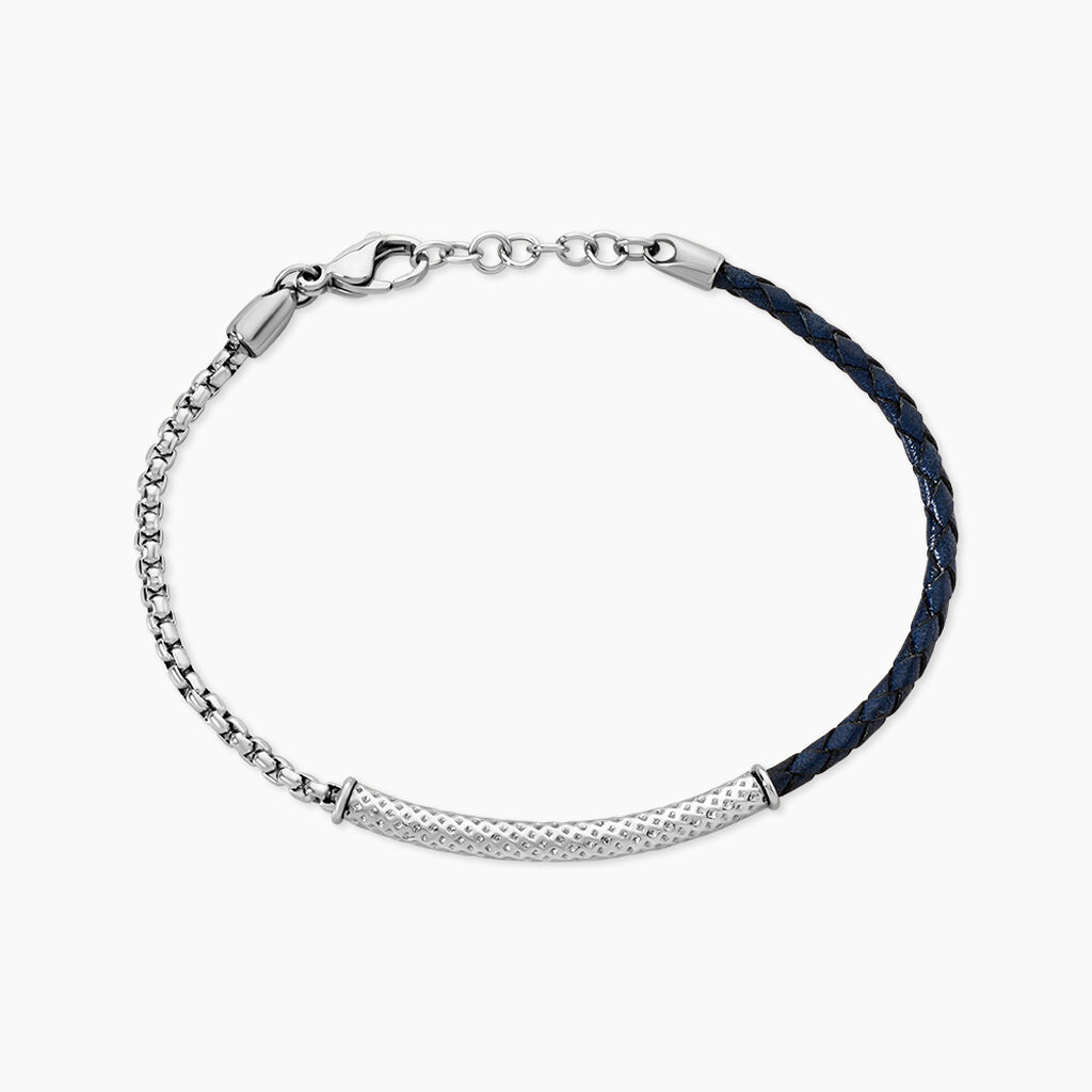Bracelet Cuir De Vache Bleu - Bracelets Cuir Homme | Histoire d&rsquo;Or