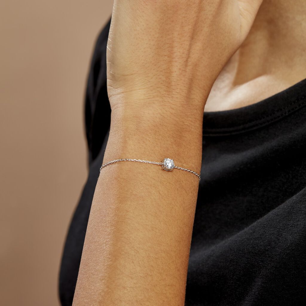 Bracelet Solitaire Argent Blanc Oxyde De Zirconium - Bracelets Femme | Histoire d’Or