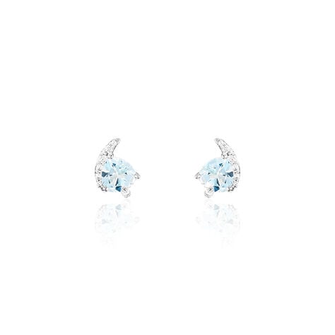 Boucles D'oreilles Puces Coeur In Love Or Blanc Topaze Et Oxyde - Clous d'oreilles Femme | Histoire d’Or