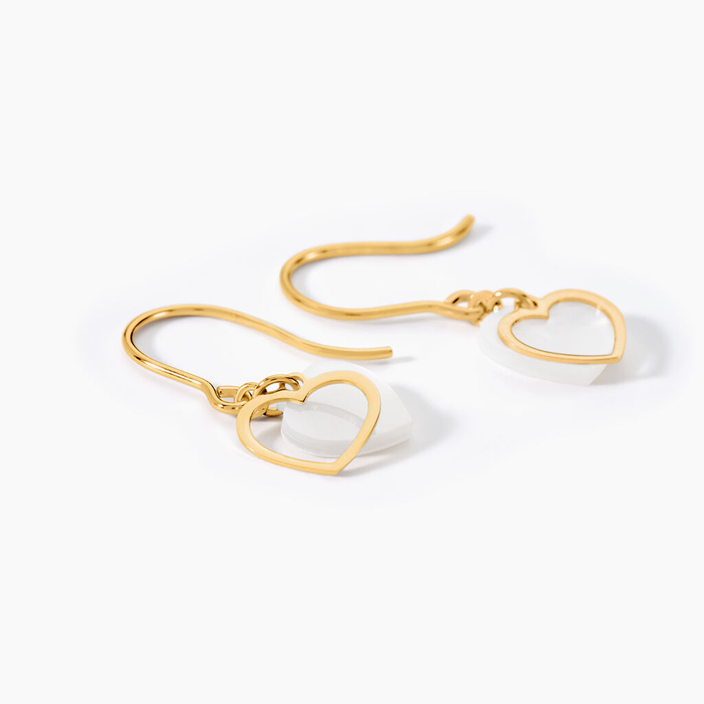 Boucles D'oreilles Pendantes Na&iuml;ade Or Jaune Nacre - Boucles d'oreilles pendantes Femme | Histoire d&rsquo;Or