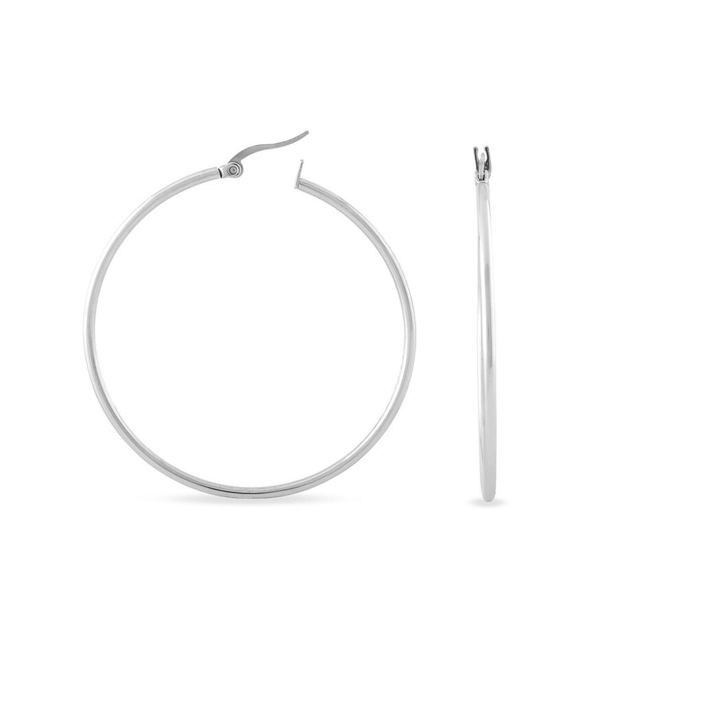 Cr&eacute;oles Carmela Acier Blanc - Boucles d'oreilles cr&eacute;oles Femme | Histoire d&rsquo;Or
