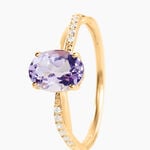 Bague Niklaus Or Jaune Am&eacute;thyste Oxyde De Zirconium - Bagues solitaires Femme | Histoire d&rsquo;Or