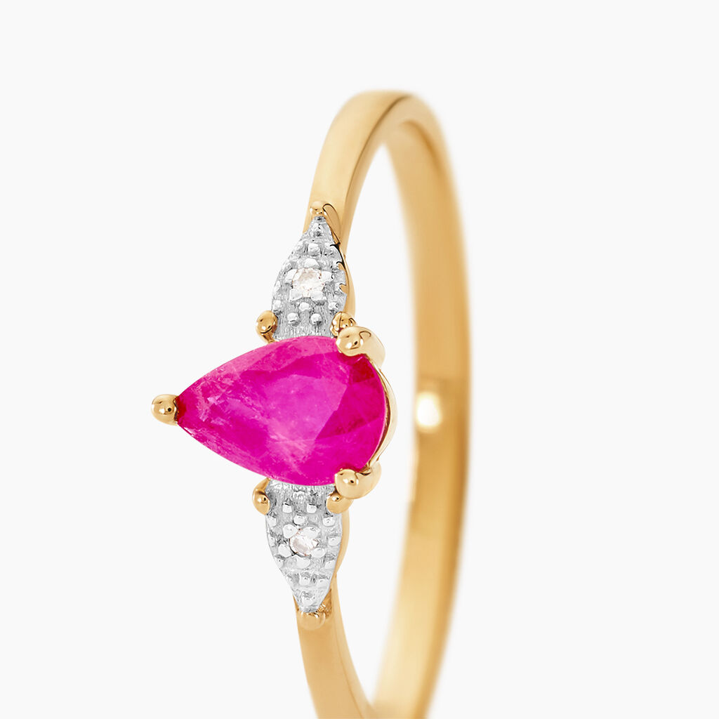 Bague Glykeria Or Jaune Rubis Diamant - Bagues solitaires Femme | Histoire d&rsquo;Or