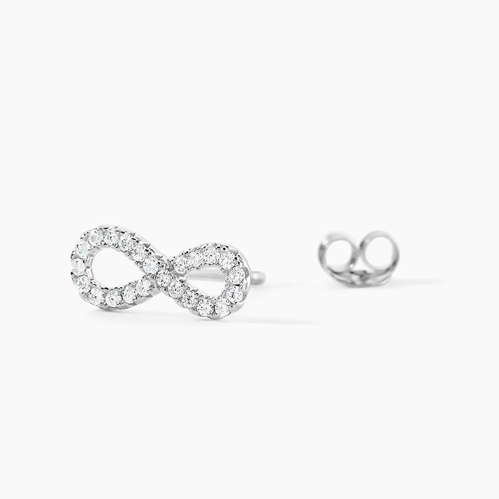 Boucles D'oreilles Puces Cl&eacute;lia Argent Blanc Oxyde De Zirconium - Boucles d'oreilles fantaisie Femme | Histoire d&rsquo;Or