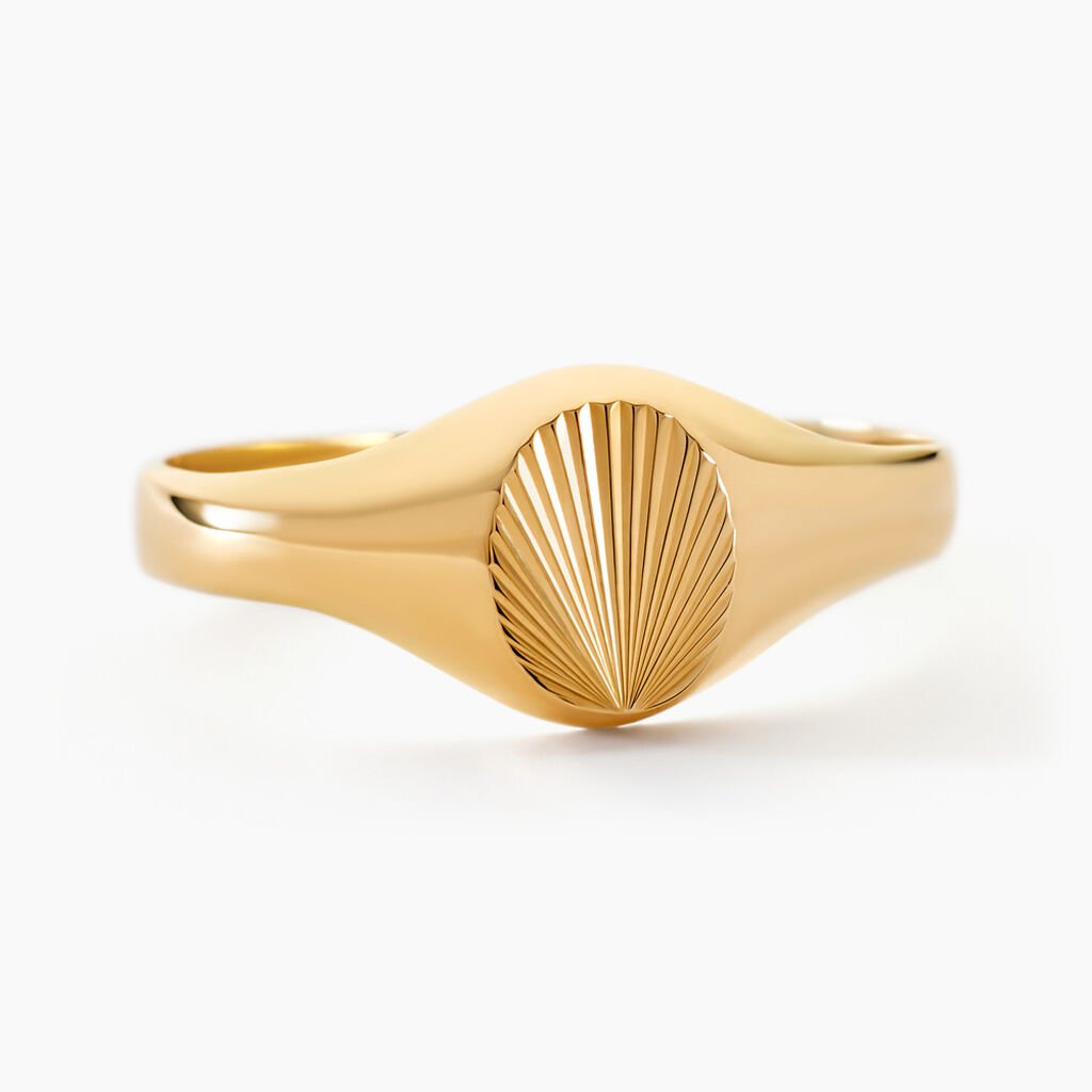 Chevaliere Solarium Or Jaune Ovale Soleil - Chevali&egrave;res Famille | Histoire d&rsquo;Or