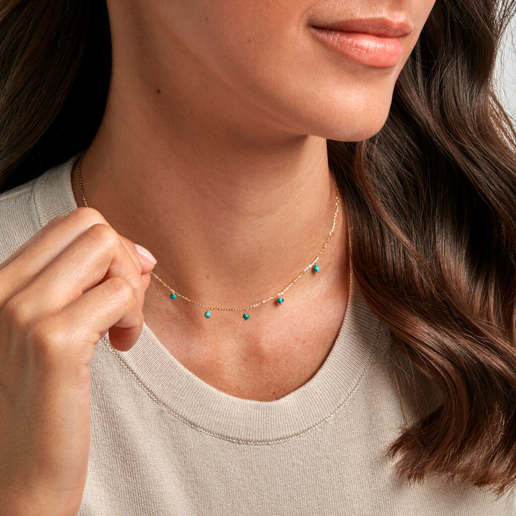 Collier Dionysius Or Jaune Turquoise - F&ecirc;te des m&egrave;res Femme | Histoire d&rsquo;Or