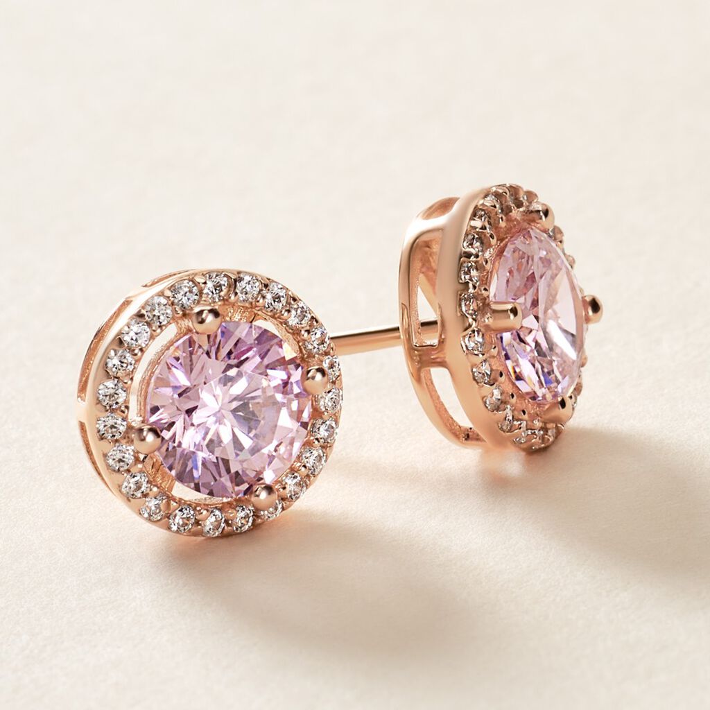 Boucles D'oreilles Puces Rio Argent Rose Oxyde - Boucles d'oreilles fantaisie Femme | Histoire d&rsquo;Or