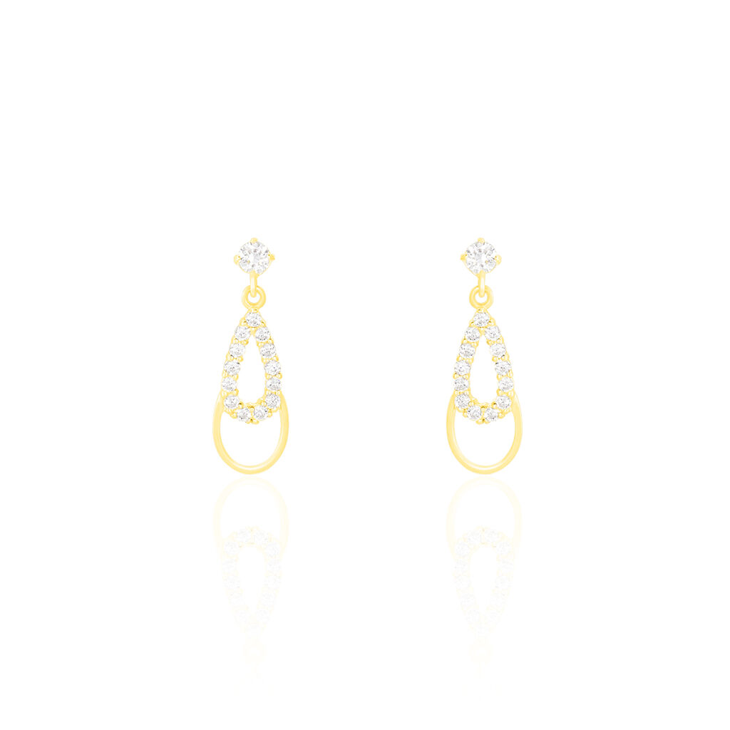 Boucles D'oreilles Pendantes Britain Or Jaune Oxyde De Zirconium - Boucles d'oreilles pendantes Femme | Histoire d’Or