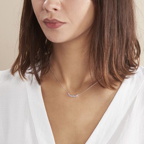 Collier Adonia Argent Blanc Oxyde De Zirconium Bleu - Colliers fantaisie Femme | Histoire d’Or