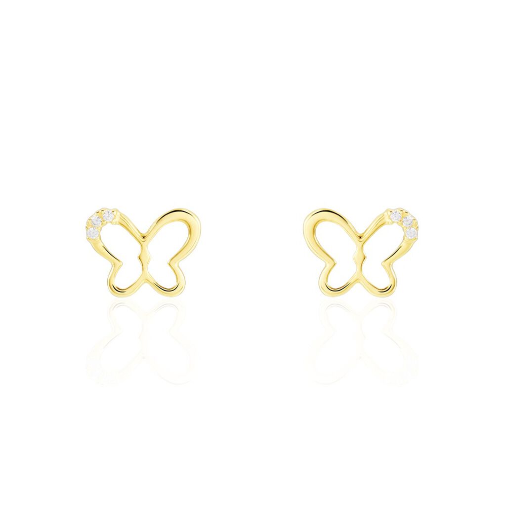 Boucles D'oreilles Puces Camomille Or Jaune Oxyde De Zirconium - Clous d'oreilles Enfant | Histoire d’Or