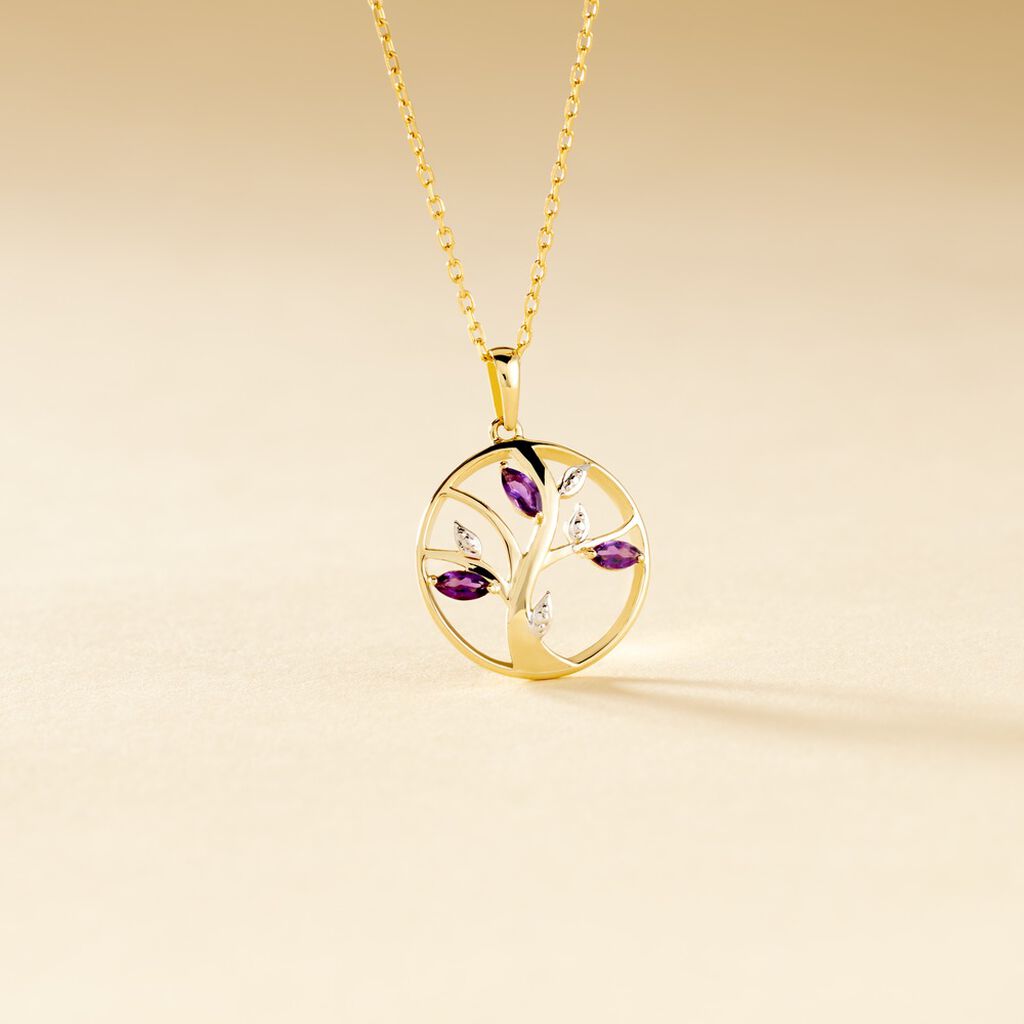 Pendentif Godolieba Or Jaune Amethyste Violet - Pendentifs Femme | Histoire d&rsquo;Or
