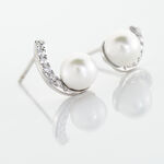 Boucles D'oreilles Angel Or Blanc Perle De Culture Oxyde Oxyde - Clous d'oreilles Femme | Histoire d&rsquo;Or