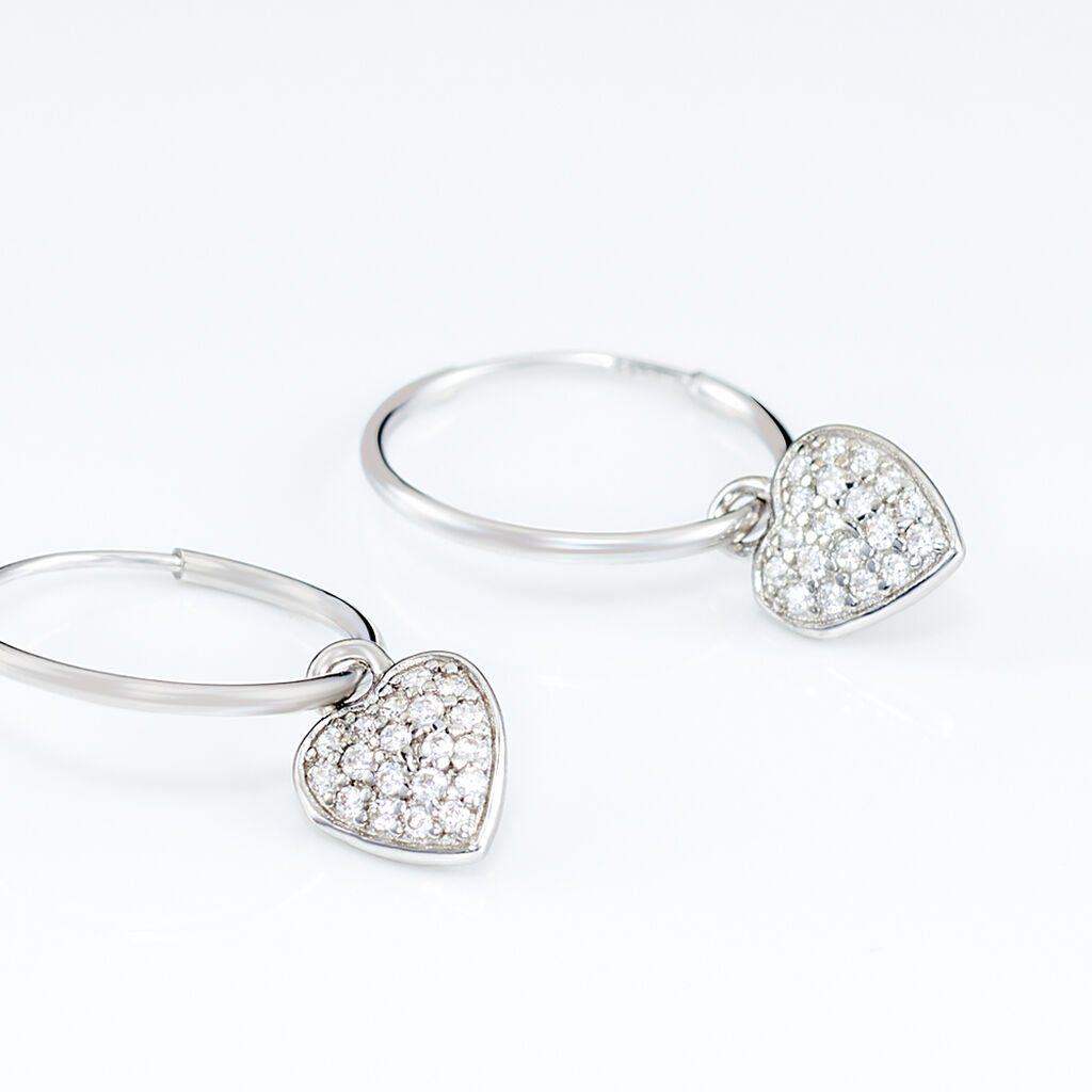 Creoles Or Blanc 375/1000 Lulu - Boucles d'oreilles créoles Femme | Histoire d’Or