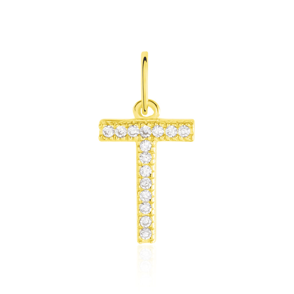 Pendentif Lettre T Or Jaune Oxyde