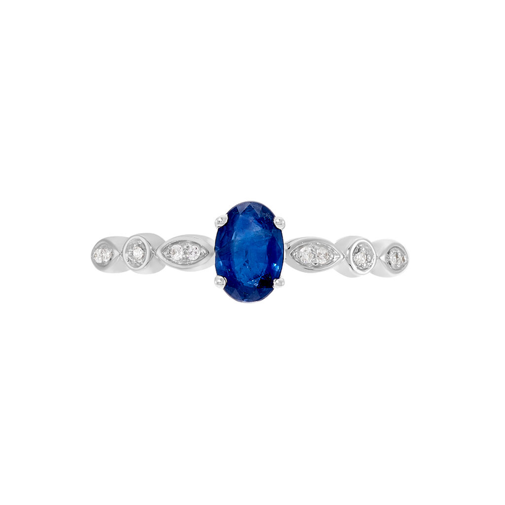 Bague Solitaire Michaela Or Blanc Saphir Et Diamant - Bagues solitaires Femme | Histoire d’Or