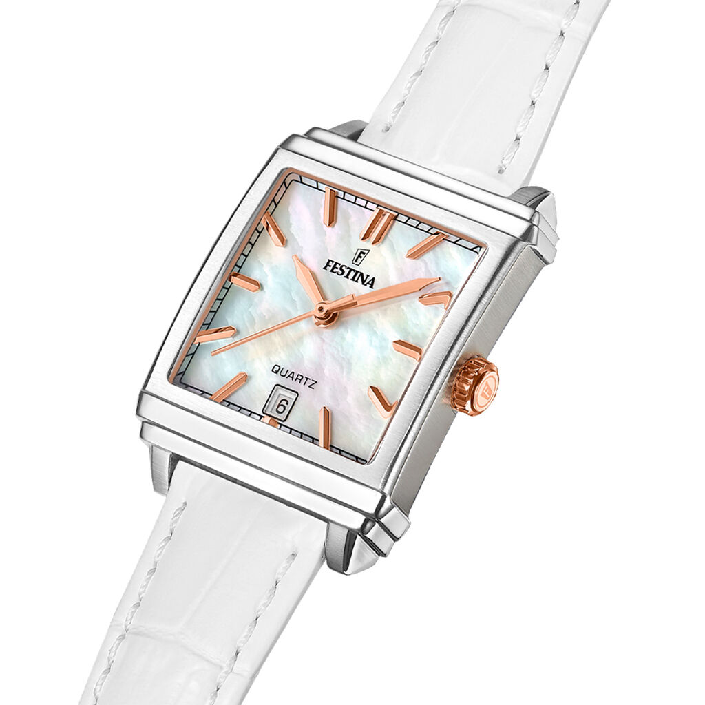 Montre Festina On The Square Nacre Blanche - F&ecirc;te des m&egrave;res Femme | Histoire d&rsquo;Or