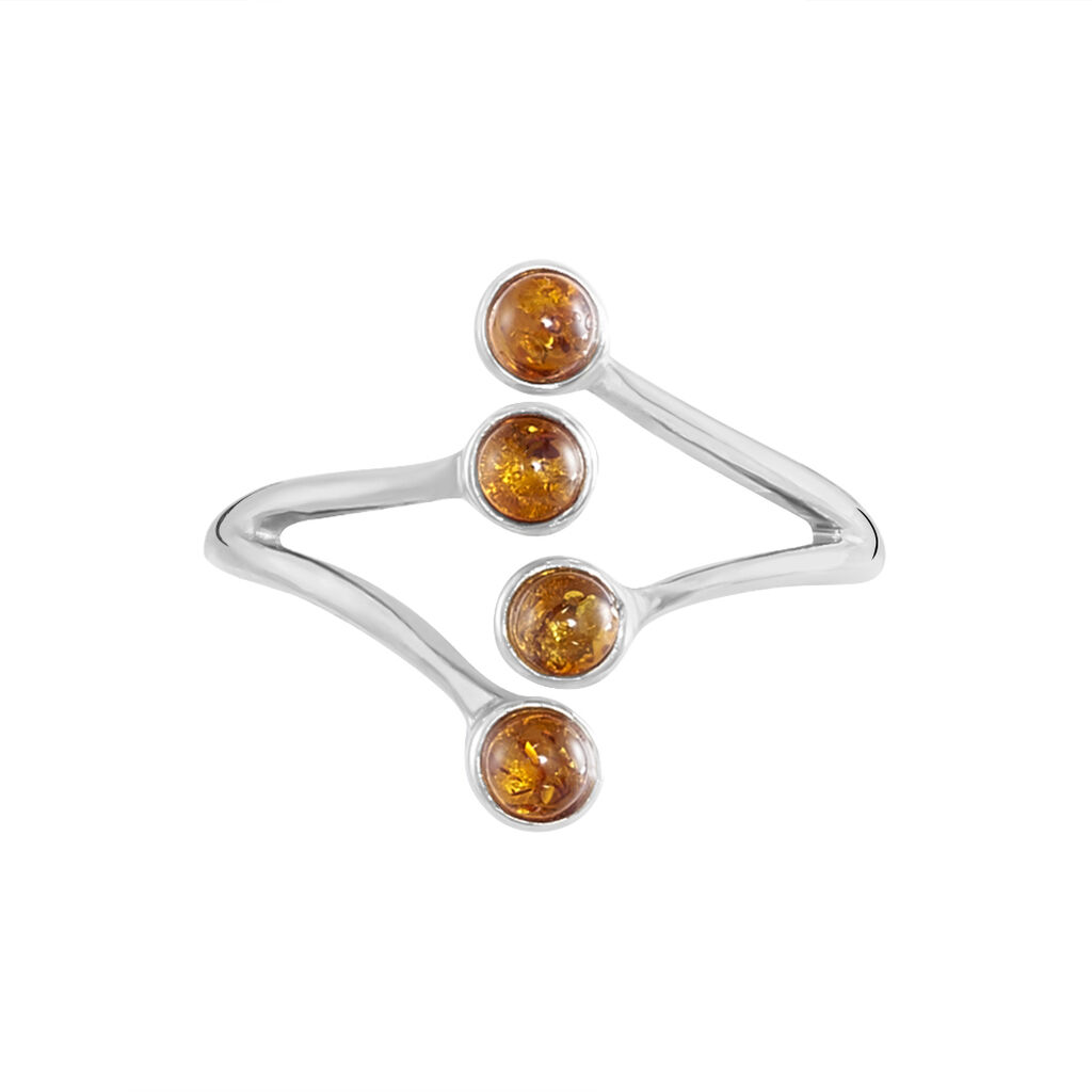 Bague Argent Blanc Accorus Ambre - Bagues avec pierre Femme | Histoire d&rsquo;Or