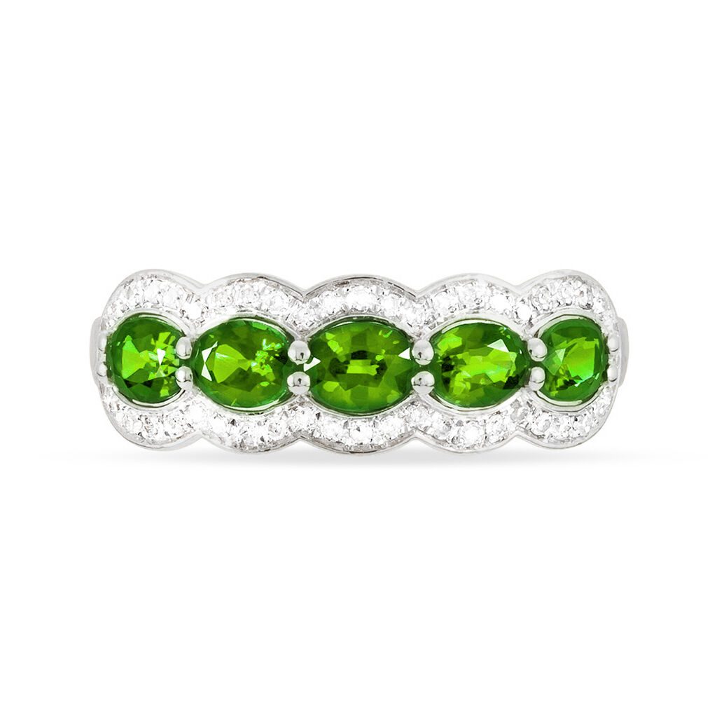 Bague Margaux Or Blanc Péridot Et Diamant - Bagues avec pierre Femme | Histoire d’Or
