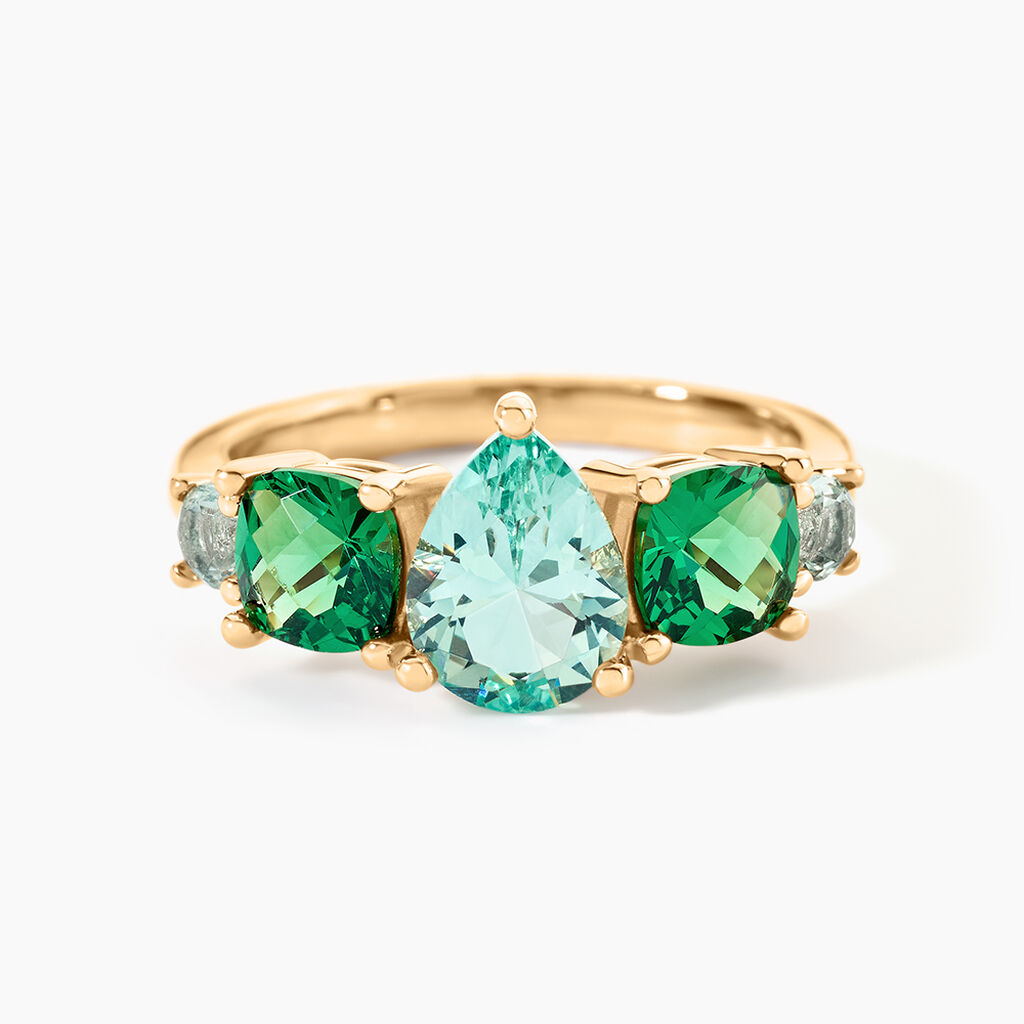 Bague Huffie Plaqu&eacute; Or Jaune Pierre D'imitation - Bagues avec pierre Femme | Histoire d&rsquo;Or