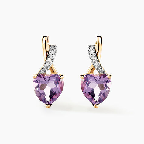 Boucles D'oreilles Or Jaune Clothilde Amethystes Oxydes - Clous d'oreilles Femme | Histoire d&rsquo;Or