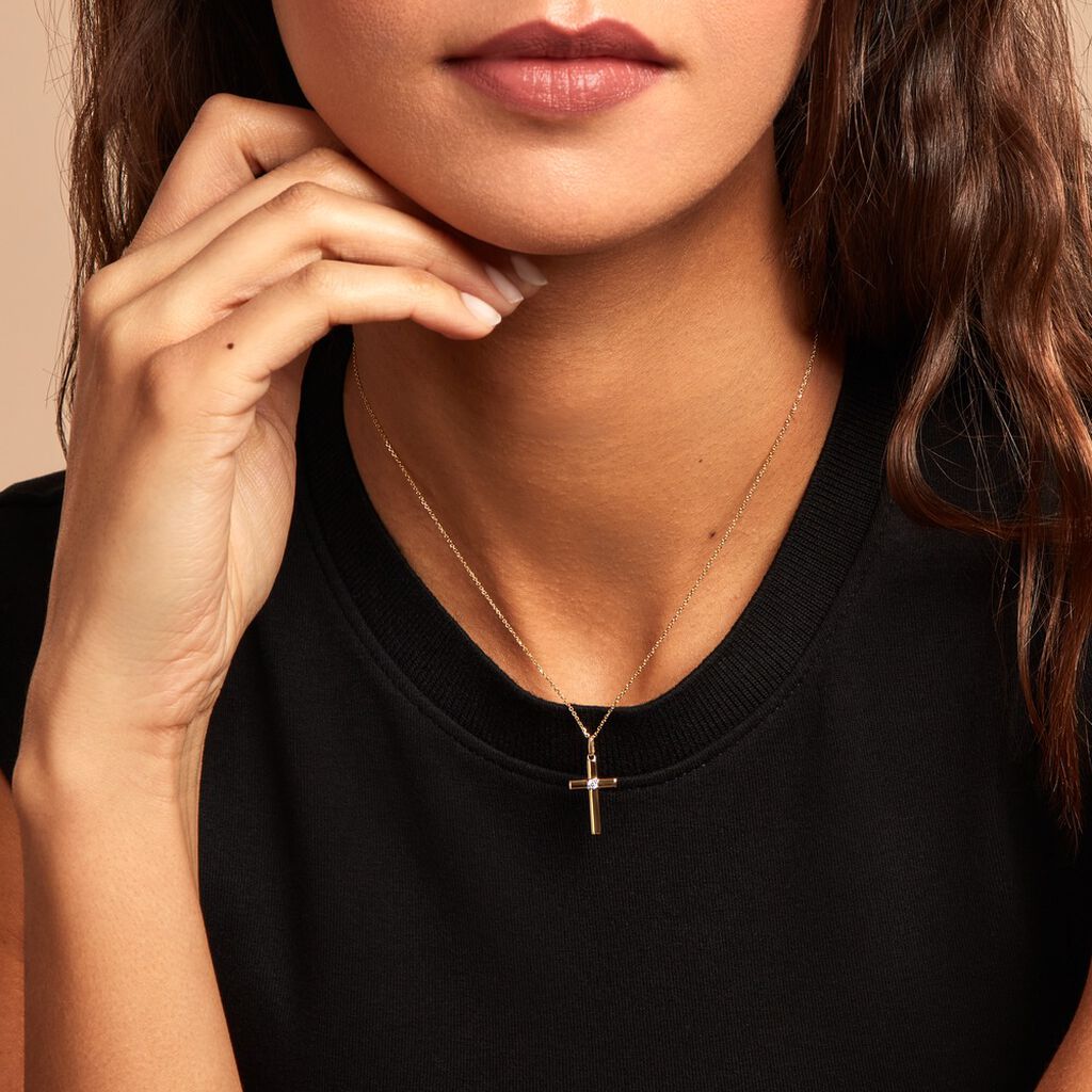 Pendentif Cornell Or Jaune Oxyde De Zirconium - Pendentifs Baptême Famille | Histoire d’Or